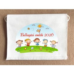   Gyerekek,  piros felirattal, fehér színű vászon ballagó tarisznya (más alapanyag is választható) 