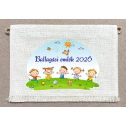   Gyerekek,  kék felirattal, nyers színű vászon ballagó tarisznya (más alapanyag is választható) 