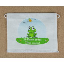   Béka csoport, fehér színű vászon ballagó tarisznya (más alapanyag is választható) 