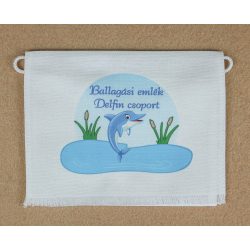   Delfin csoport, fehér színű vászon ballagó tarisznya (más alapanyag is választható) 