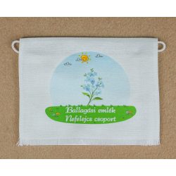   Nefelejcs csoport, fehér színű vászon ballagó tarisznya (más alapanyag is választható) 