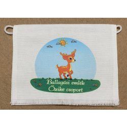   Őzike csoport, fehér színű vászon ballagó tarisznya (más alapanyag is választható) 