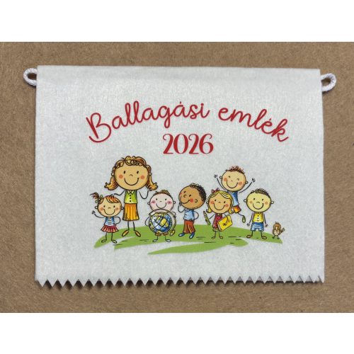 Fehér filc tarisznya földgömbös mintával piros felirattal