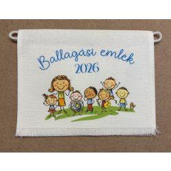   Fehér vászontarisznya földgömbös mintával kék felirattal