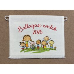   Fehér vászontarisznya földgömbös mintával piros felirattal