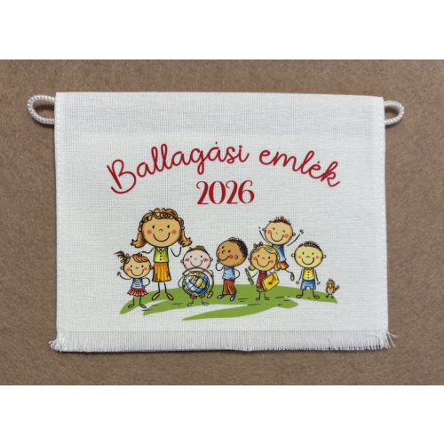 Fehér vászontarisznya földgömbös mintával piros felirattal