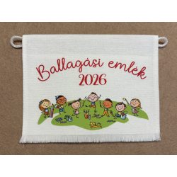 Fehér vászontarisznya rajzolós mintával piros felirattal