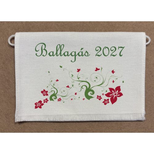 Iskolai ballagó tarisznya, "C" - bordó-zöld - fehér vászon