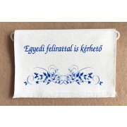 Iskolai ballagó tarisznya "E" - kék - fehér vászon