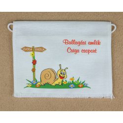   Csiga csoport sarokmotívummal fehér színű vászon ballagó tarisznya  