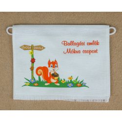   Mókus csoport sarokmotívummal fehér színű vászon ballagó tarisznya 