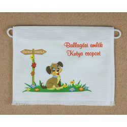   Kutya csoport sarokmotívummal fehér színű vászon ballagó tarisznya 
