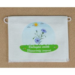   Búzavirág csoport, fehér színű vászon ballagó tarisznya (más alapanyag is választható) 