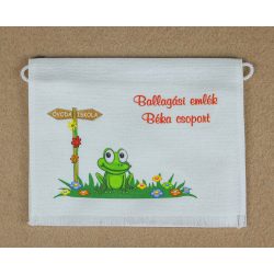  Béka csoport sarokmotívummal fehér színű vászon ballagó tarisznya