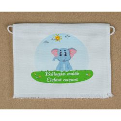   Elefánt csoport, fehér színű vászon ballagó tarisznya (más alapanyag is választható) 