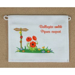   Pipacs csoport sarokmotívummal fehér színű vászon ballagó tarisznya 