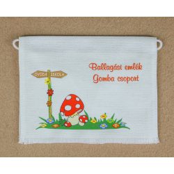   Gomba csoport sarokmotívummal fehér színű vászon ballagó tarisznya